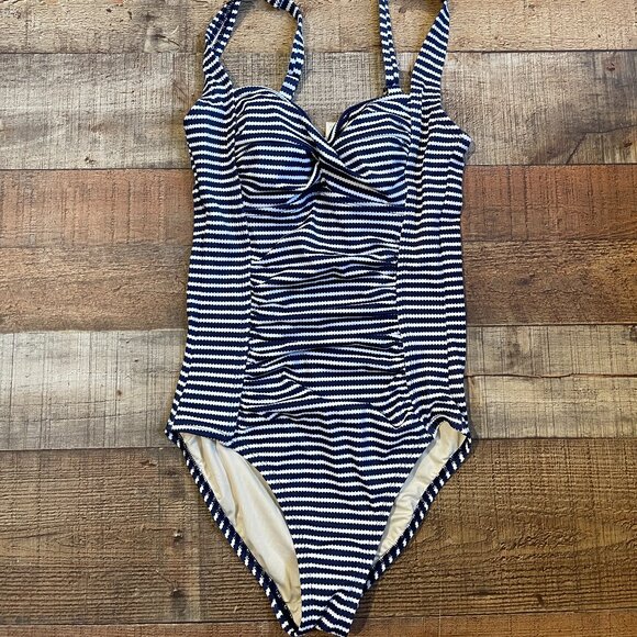 Coastal Blue Navy & White Bathing Suit size XS - Picture 1 of 4